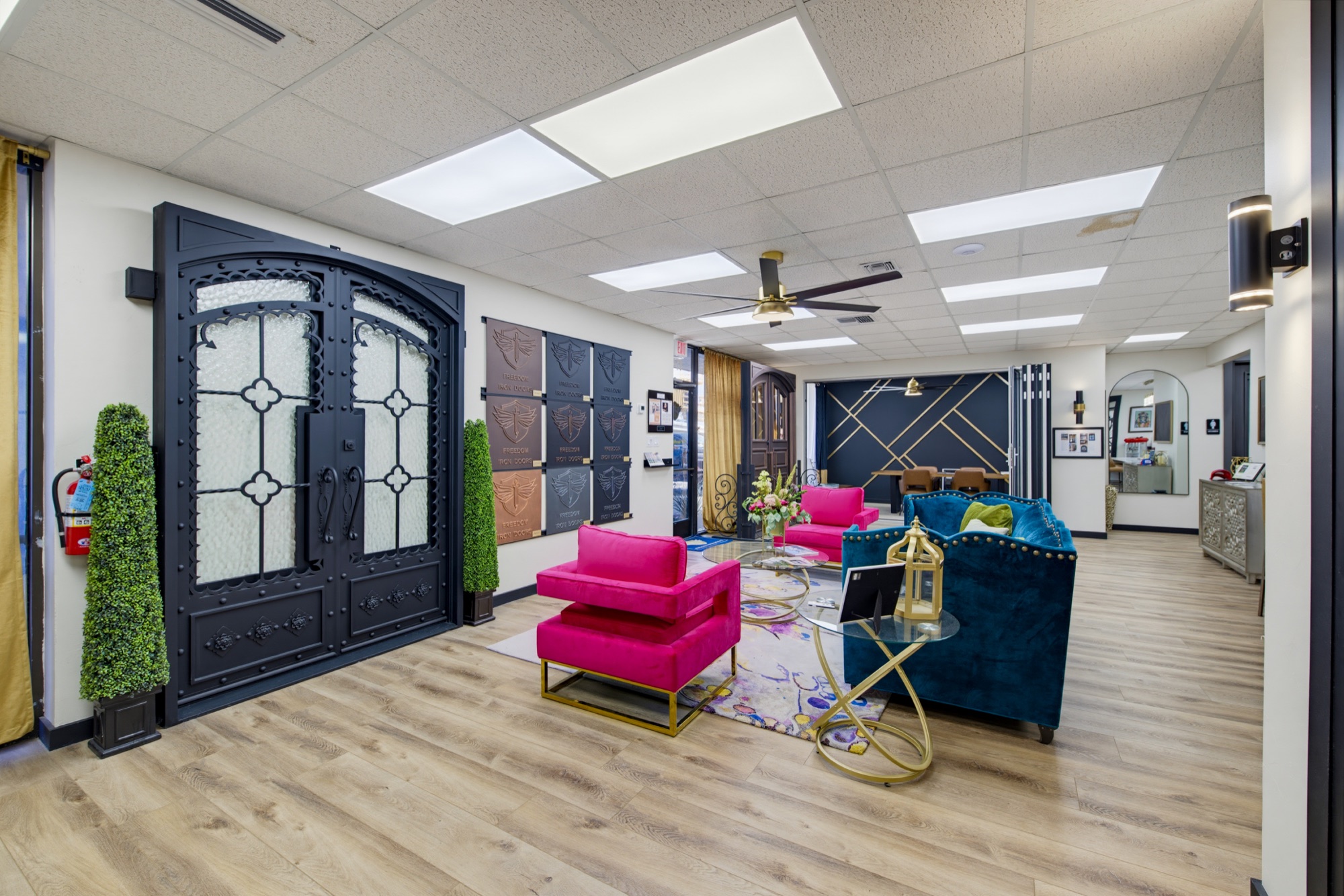 Ironwork details in the showroom